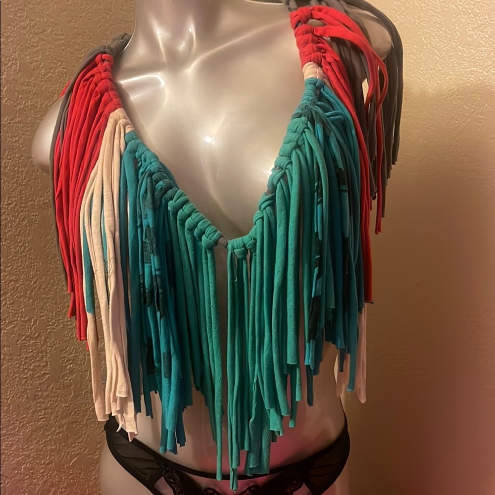 Multicolor Fringe Women Top